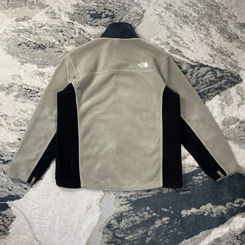 The North Face Denali Fleece Jacket Mens XL Beige Black Hiking‎ Glacier Full Zip